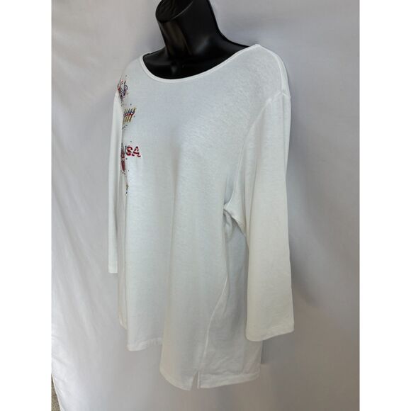 Vintage Quaker Factory White Embroidered Blouse USA Quirky Size L Novelty Funky - Picture 4 of 11